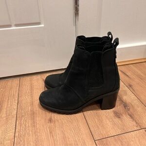 UGG Black Suede Chelsea Block Heel Booties